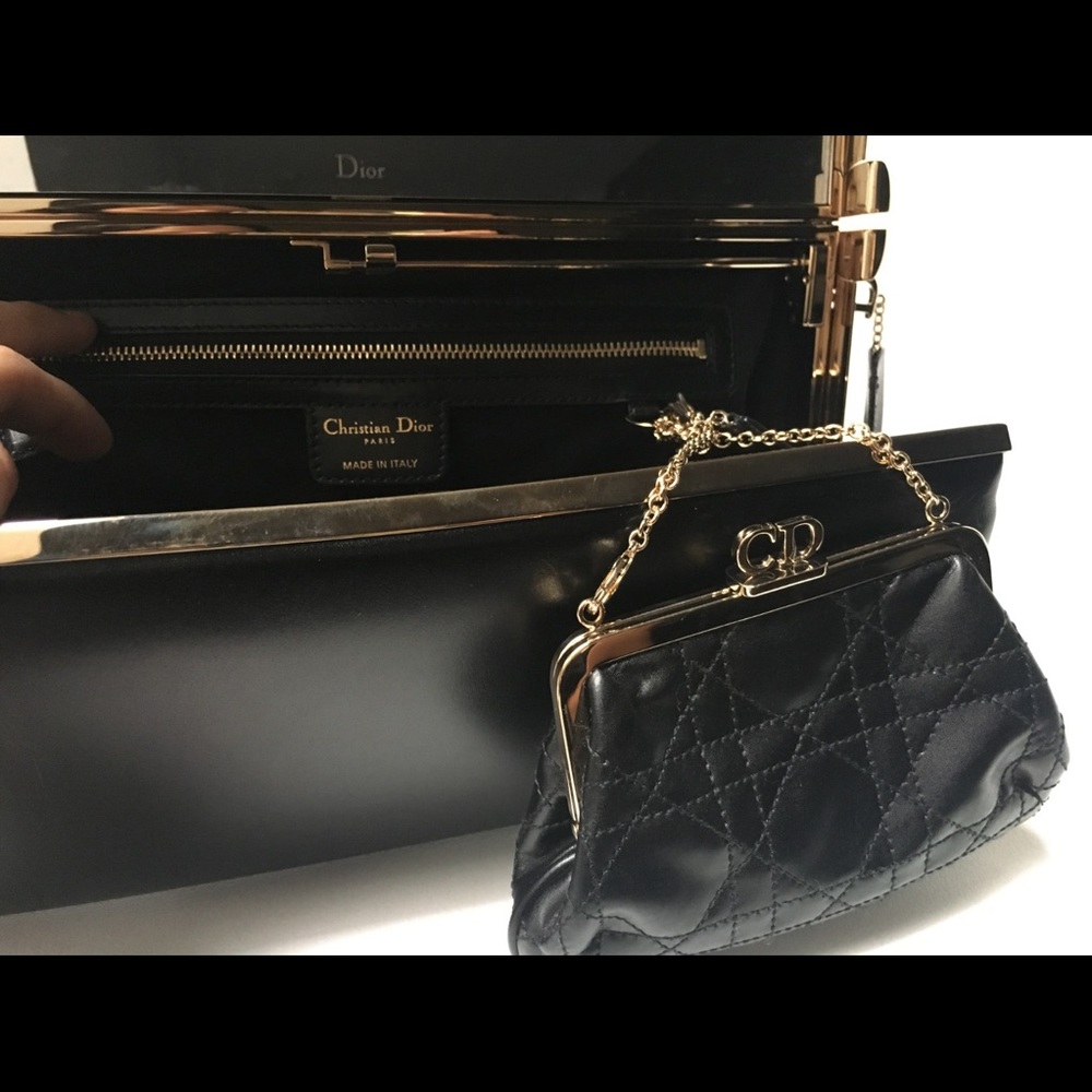 Christian Dior purse Patent leather/Gold- toned hardware.